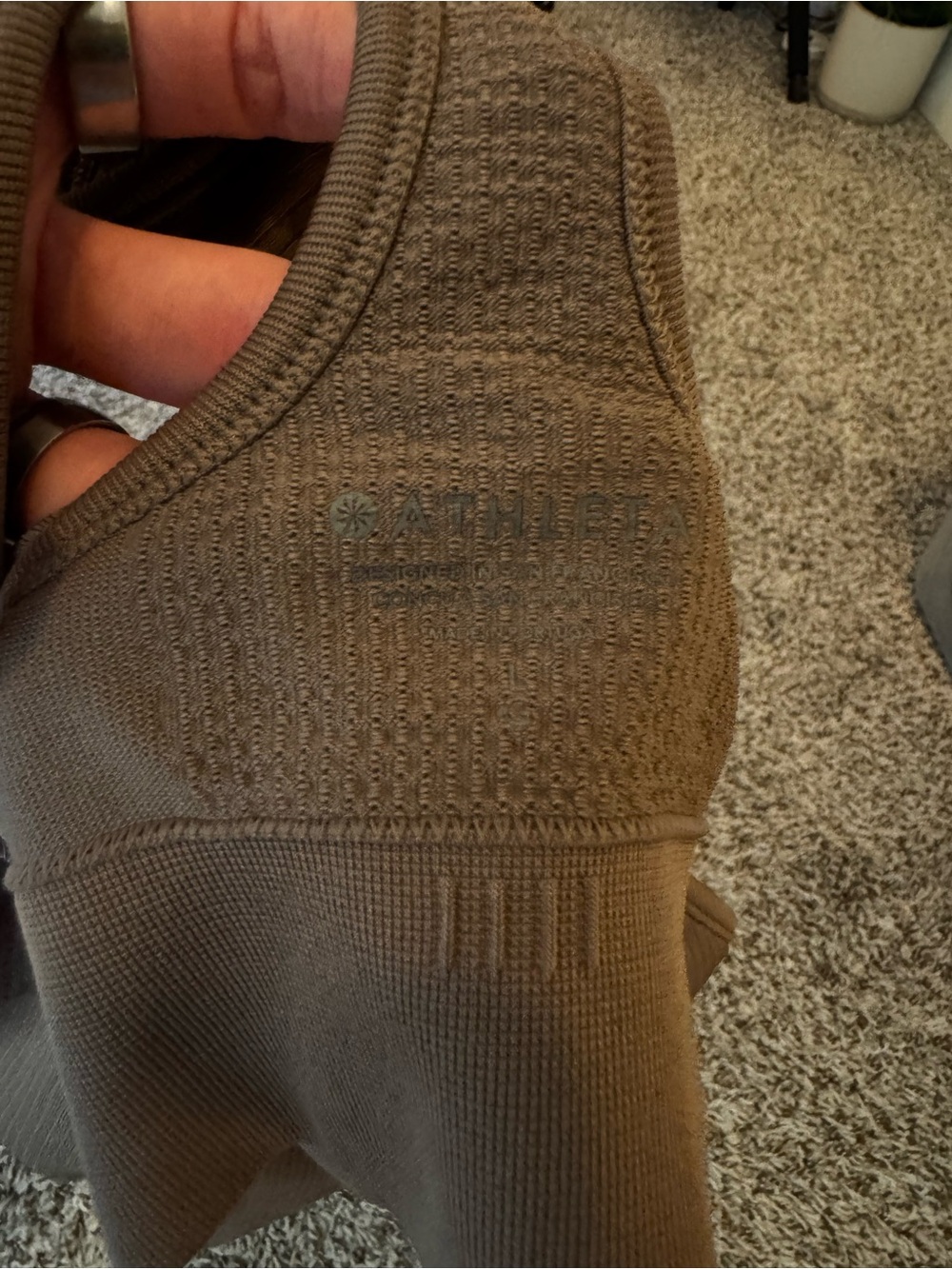 Athleta Brown Ribbed Racerback Tank Top - Picture 3 of 3